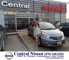 Happy Anniversary to Sarah on your #Nissan #Versa Note from Chris Claude at Central Nissan!