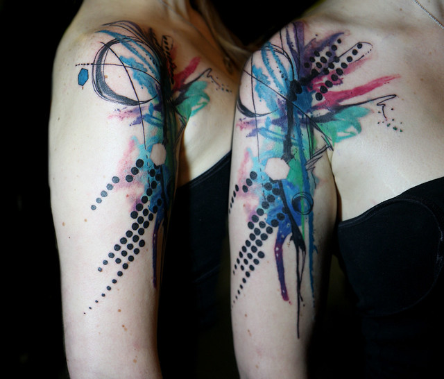 abstract watercolor tattoo