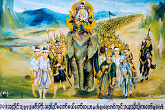 A scene from a mural about the life of the Buddha