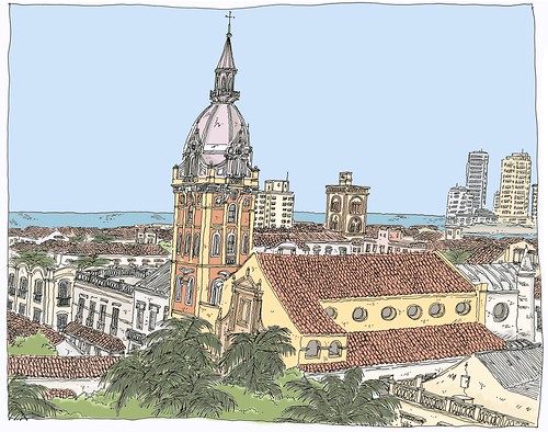 sketch colombia drawing dessin unesco cartagena croquis carnetdevoyage colombie urbansketch urbansketchers urbansketcher