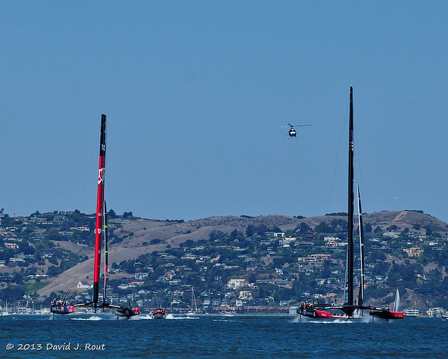 Race 6 - 34th America's Cup - San Francisco - 2013. First beat to Mark 1.