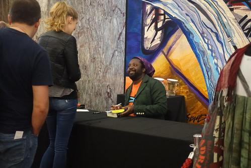 Marlon James at the signing desk