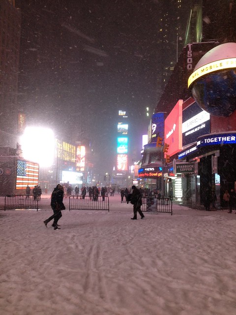 Times Square New York City Snowstorm 1-21-14