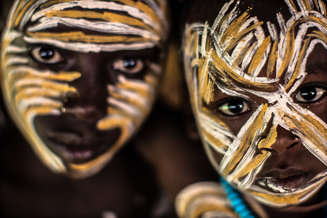 Surma tribe children with painted faces