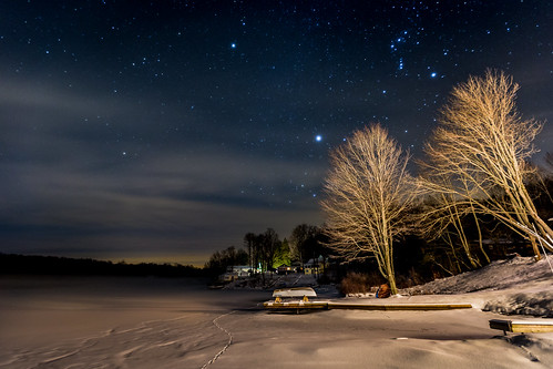 longexposure winter snow night stars landscape