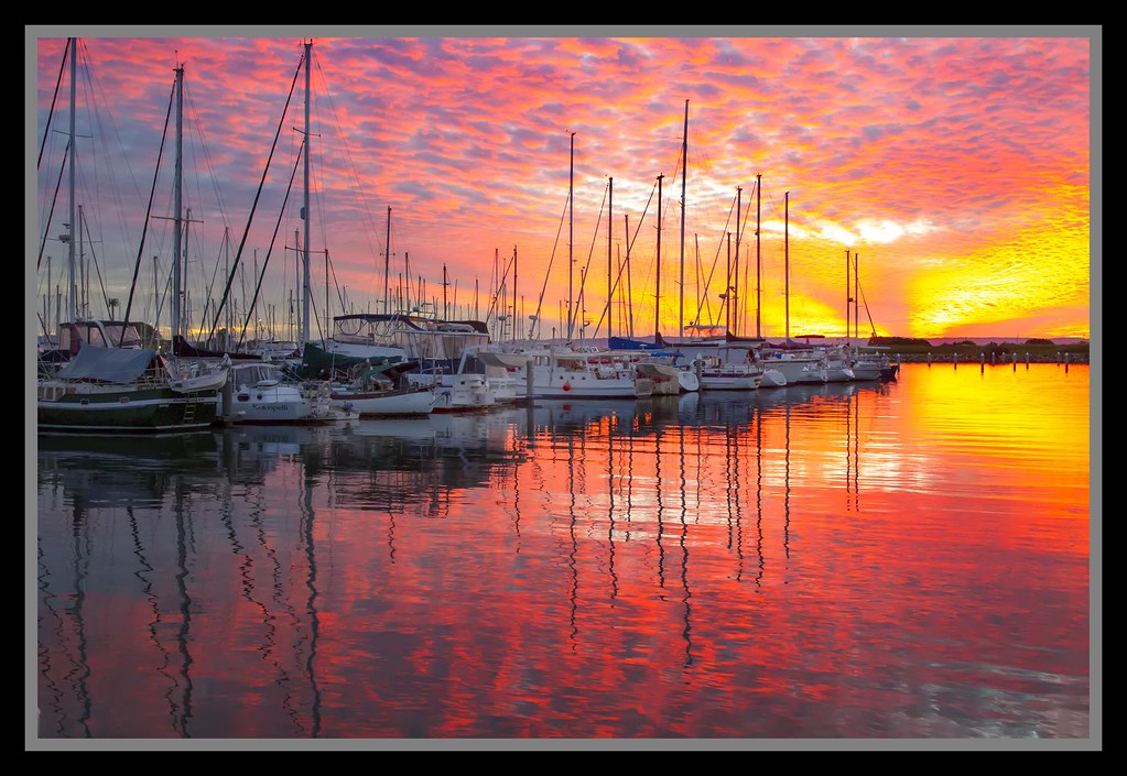 Sunset reflection on Marina-3=