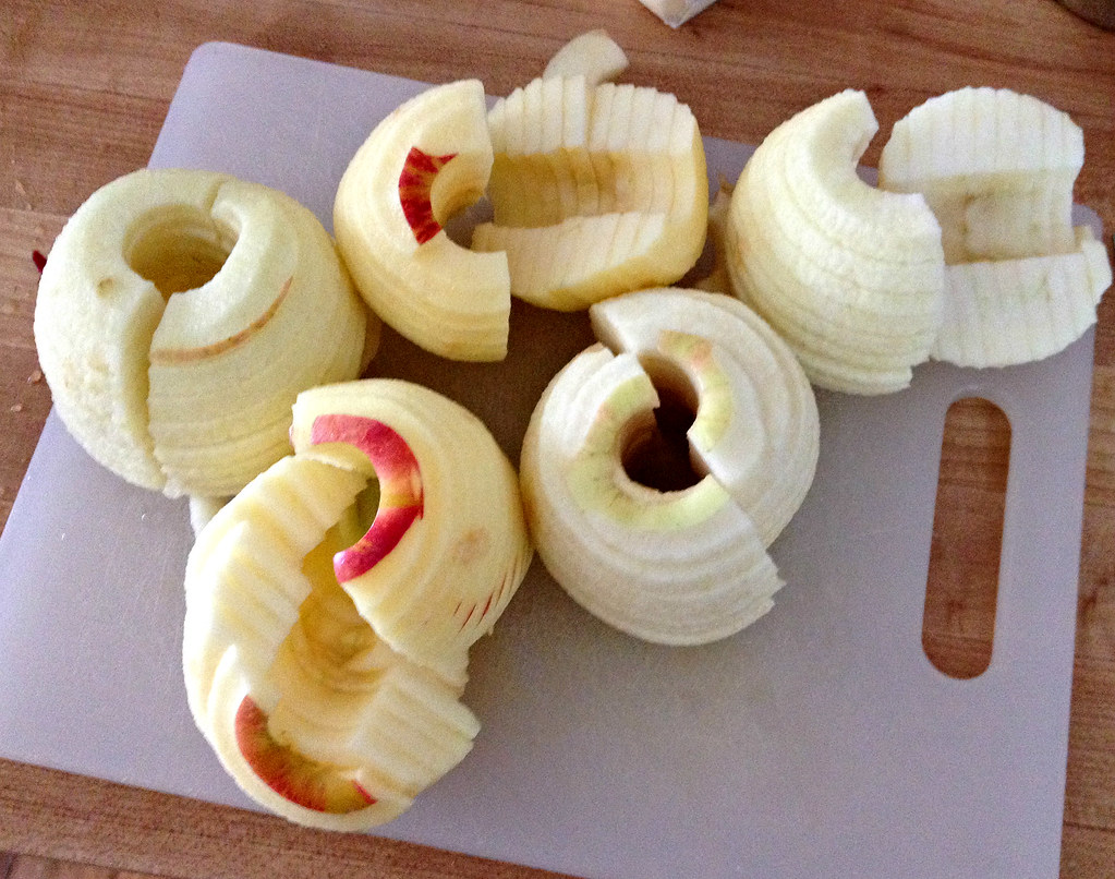 slicing, peeling, and coring apples