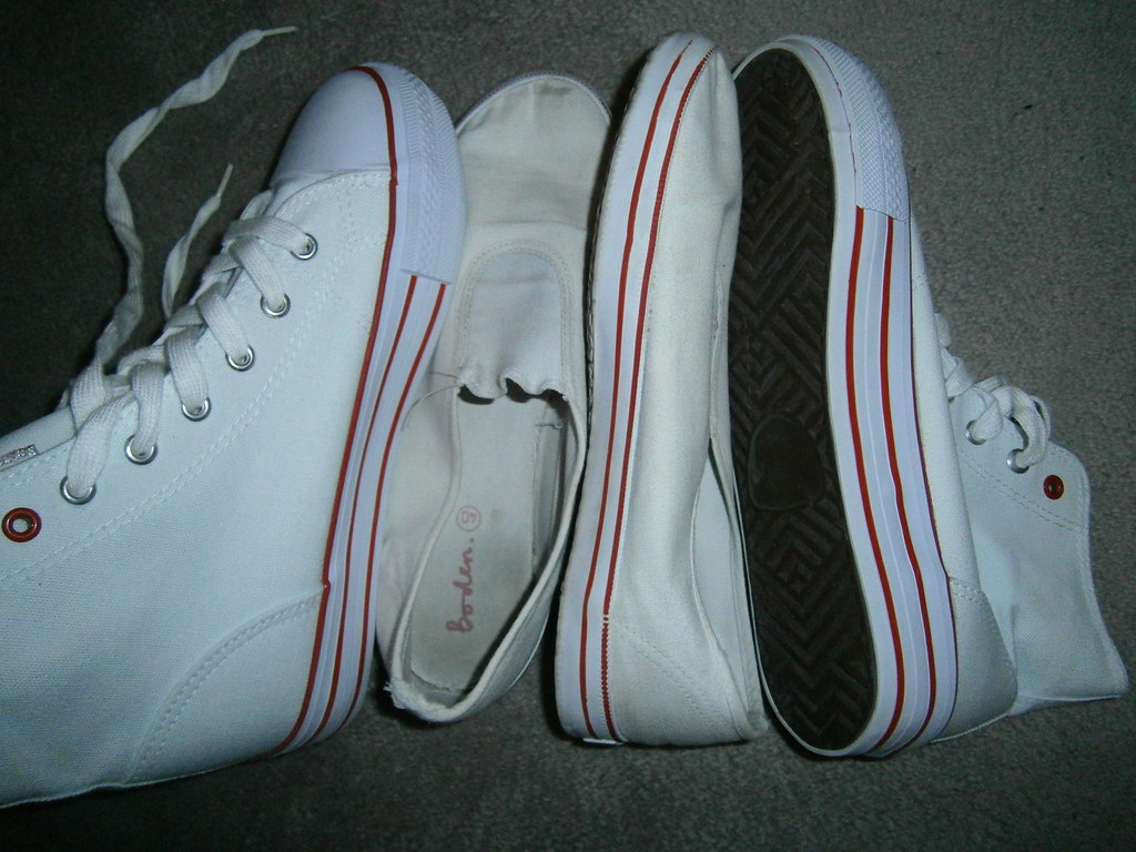 White high top sneakers with red side stripes | eurimcoplimsoll | Flickr