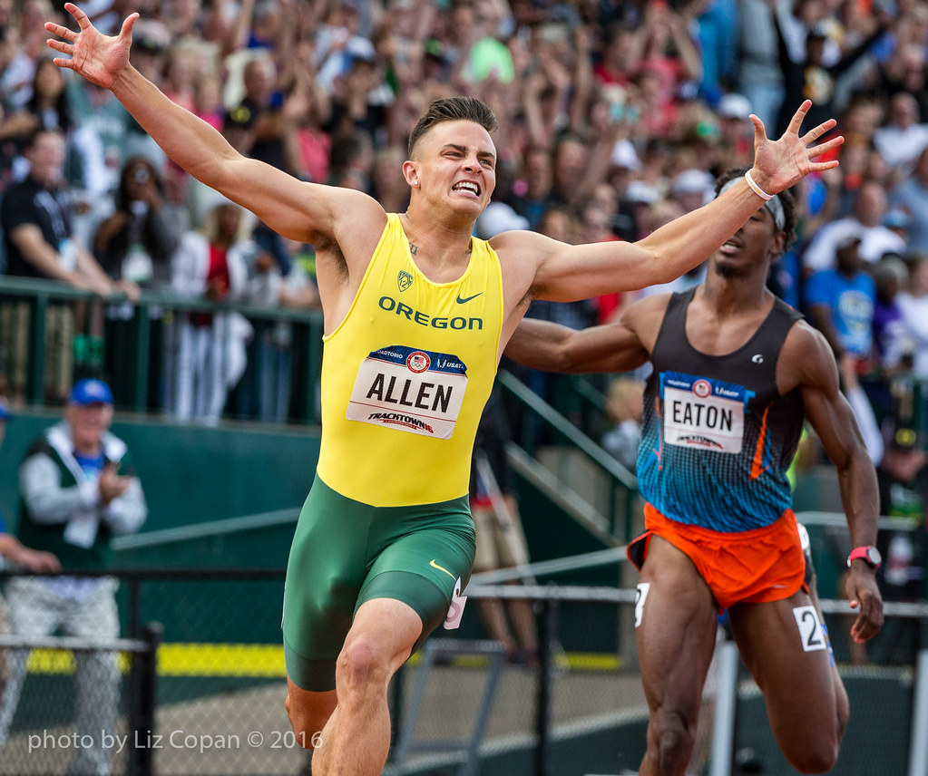 Devon Allen wins the men's 110-meter hurdles at the 2016 U.S