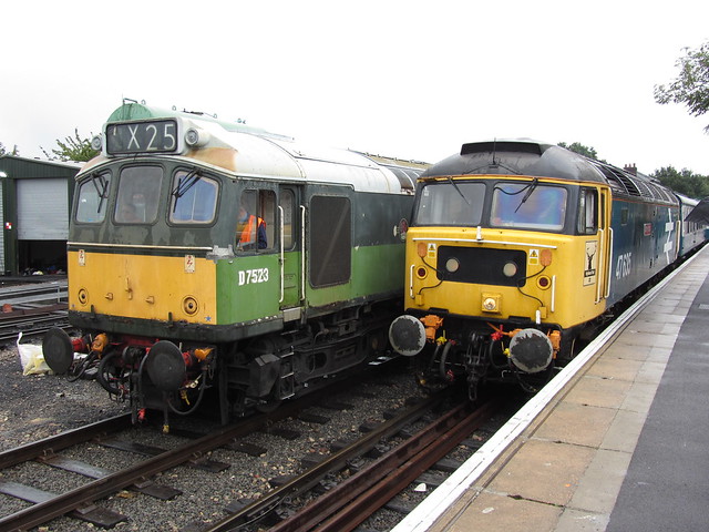 Class 25 D7523 & 47635 at North Weald during The Epping Ongar Railway Diesel Gala 14/09/13