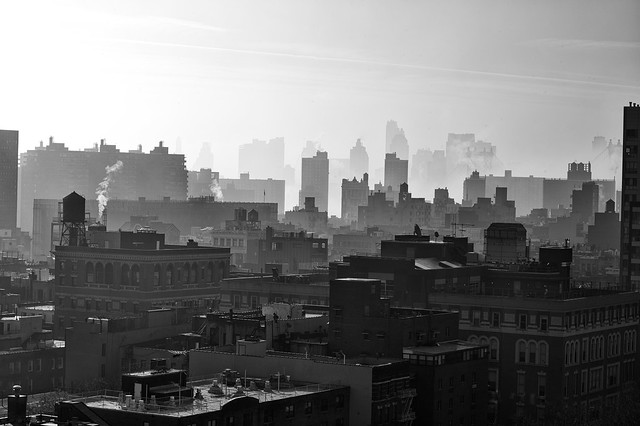 Foggy morning in Manhattan.