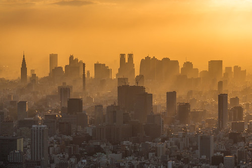 sunset sunlight mist japan fog skyline canon tokyo haze shinjuku day sonnenuntergang 東京 新宿 rayoflight skytree flickrelite theunforgettablepictures canon5dmarkiii ef7020028lisiiusm