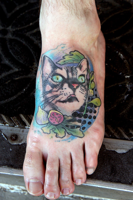 watercolor cat tattoo