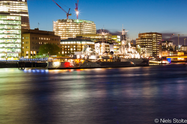 HMS Belfast and Southwark at Blue Hour / London, UK
