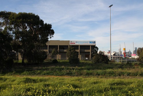 Overgrown gardens outside the former West Gate Bridge Authority administration building