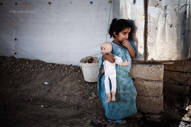 Kurdish refugee girl inside Domiz Syrian refugee camp, Kurdistan - Irak -