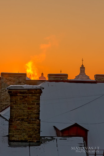 roof winter snow rooftop sunrise vilnius lightzone