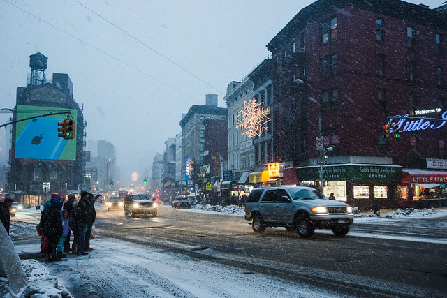 Chinatown in a mid-February snow