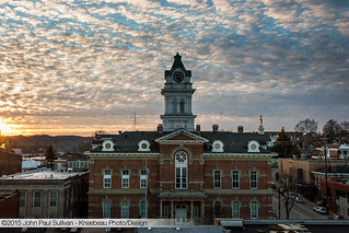 Court House Clock Tower at Sunset with Clouds