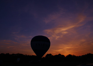 Balloon at sunset