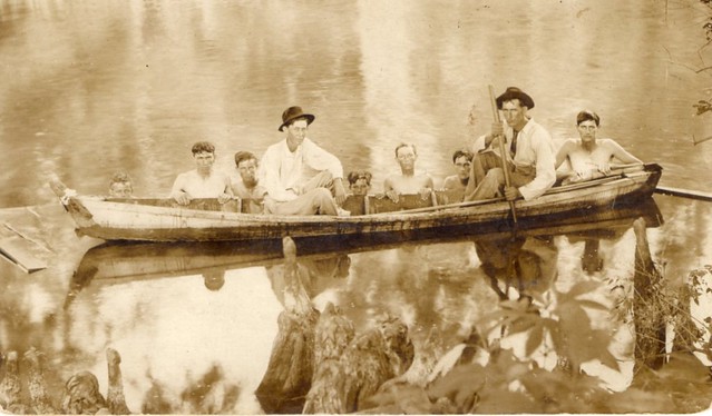 Postcard with Boys in Canoe