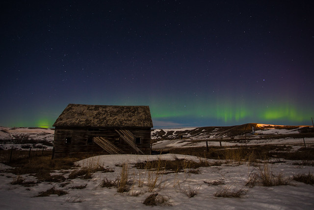 Aurora Borealis over an Alberta Ghost Town