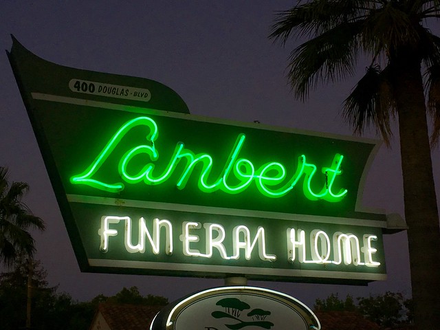 Lambert Funeral Home night time neon - Roseville CA