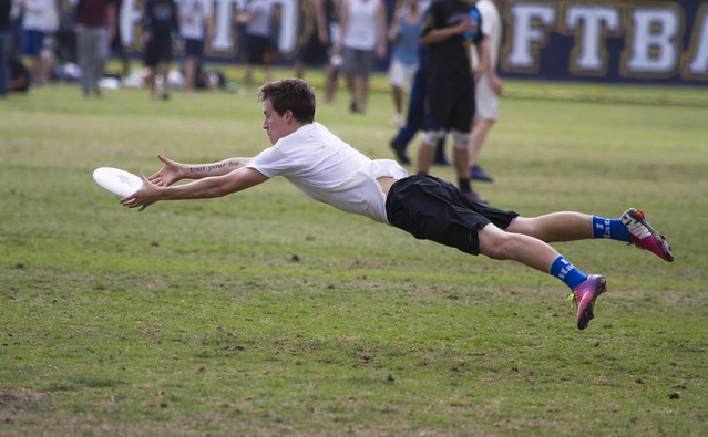 Dylan Freechild laying out for the disk