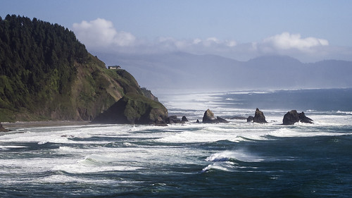 summer clouds oregon coast rocks waves pacific northwest head cliffs coastal stacks