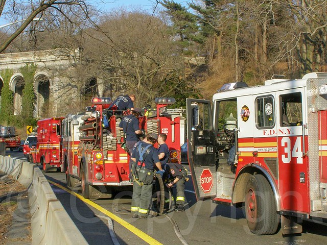 FDNY Fire Engines on the Henry Hudson Parkway, New York City