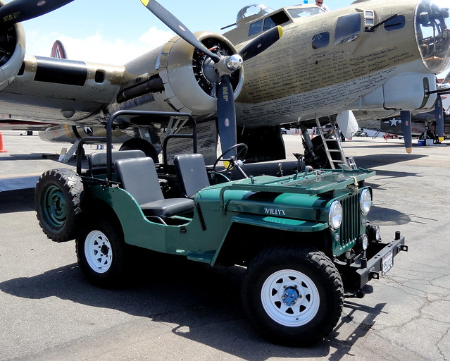 Boeing B-17 and Willys CJ-3A Jeep