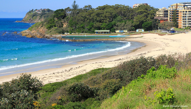 View to Forster Main Beach and Second Head & Bennetts Head From Pilot Hill, Forster, NSW