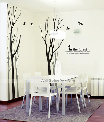 In The Forest 5 Birch Tree With Birds Wall Stickers | by amandabetty2012