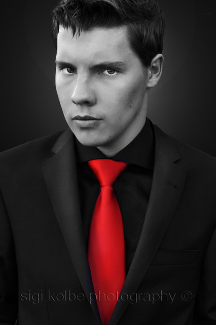 the red  tie