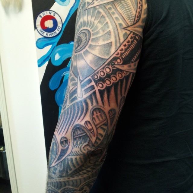 Bio-mechanical tattoo on Rafael back of the arm #tattoo #b… | Flickr