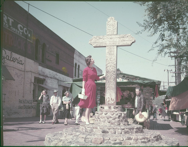 historic cross, Olvera Street, Los Angeles