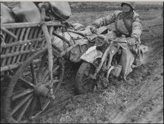 a motorcycle BMW R-12 of SS Division “Das Reich