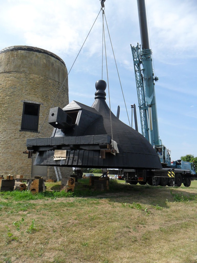 Great Haseley windmill top being craned into place | Flickr