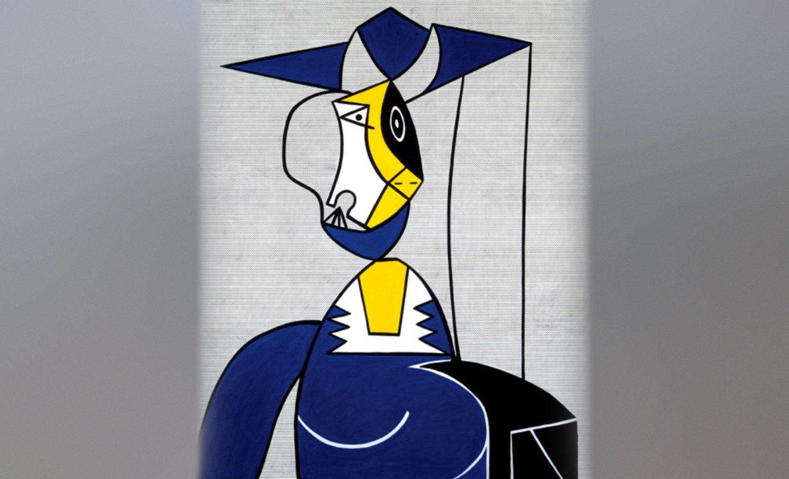 Mujer en Gris, caracterización de Pablo Picasso (1942), recreación de Roy Lichtenstein (1962).