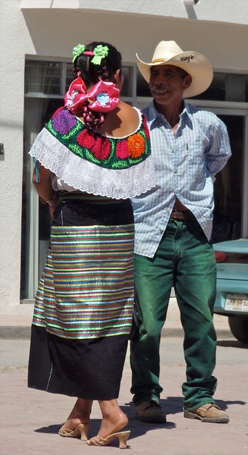 Woman and man in the street; Ocosingo, Chiapas, Mexico
