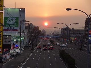 2014/03/29 美しい夕陽と太陽柱＠仙台市若林区
