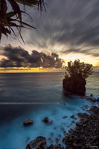 ocean sea rock clouds sunrise la long exposure indian irt réunion