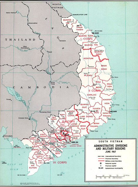 1967 South Vietnam Map - Bản đồ Hành Chánh và các Vùng chiến thuật Nam VN