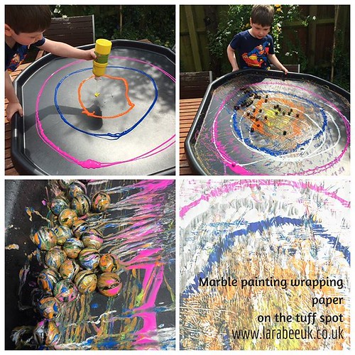 We had lots of fun in the sun yesterday with our tuff spot marble painting, we even made wrapping paper too! #tuffspottuesday #mummybloggersofig #kidsofinstagram #pblogger #learningmatters #dailyparenting #letslearn #growingupcreative #boyscrafttoo #learn | by *Larabee*