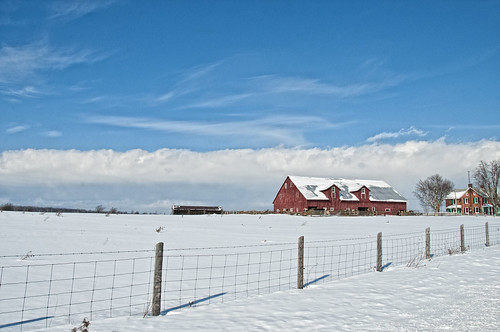 red snow clouds barn fence day sunny bluesky lacounty lennoxaddington pwwinter