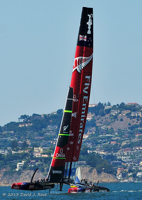 Race 6 - 34th America's Cup - San Francisco - 2013. Emirates Team New Zealand crewing.