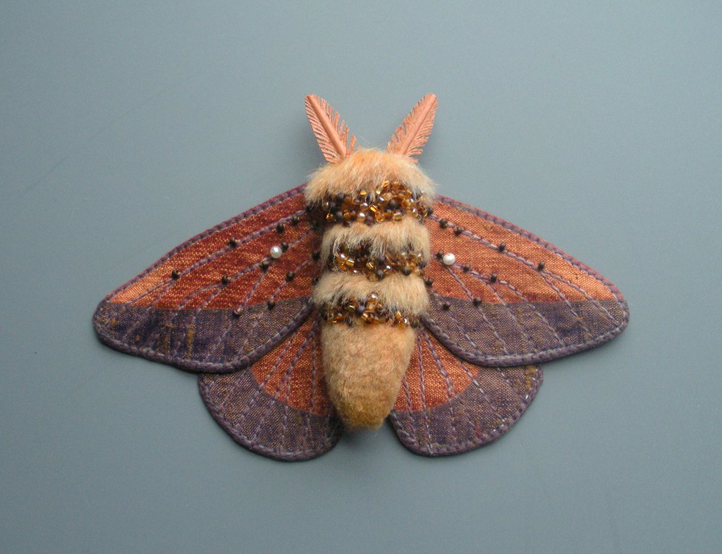 Textile Oakworm Moth- embroidered moth