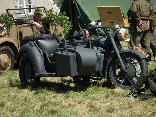 German WW2 BMW motorcycle and sidecar