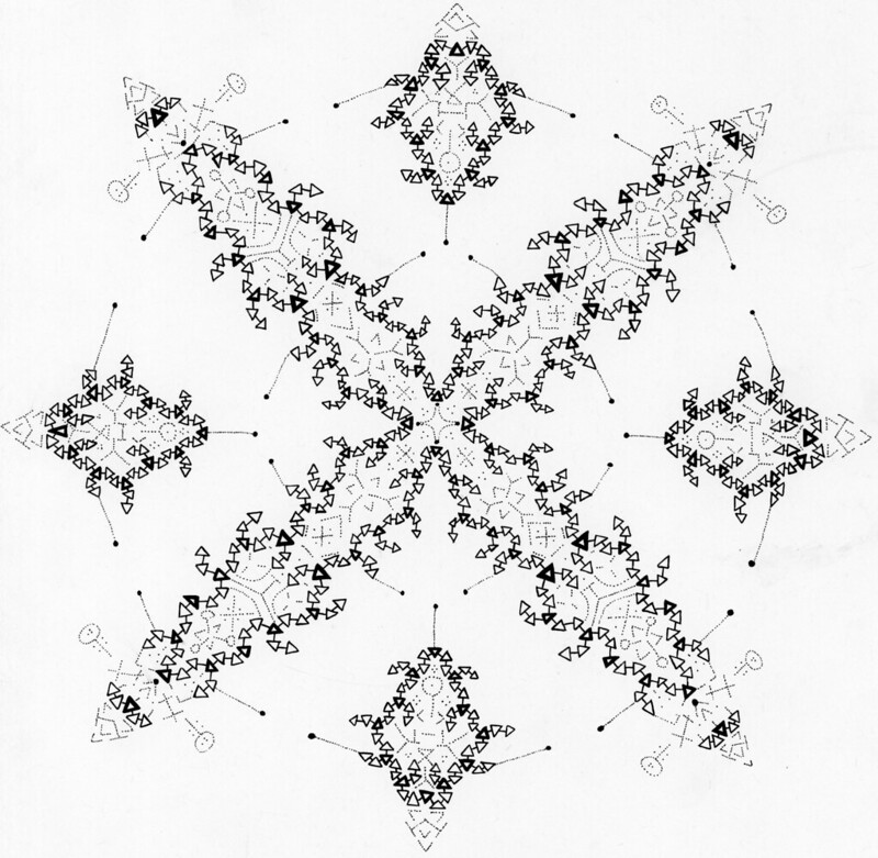 DNA Crystal Structure / Supernova — pen and ink drawing by Daniel Ari Friedman. "Do what you will, this world's a fiction, and is made up, of contradiction." -William Blake