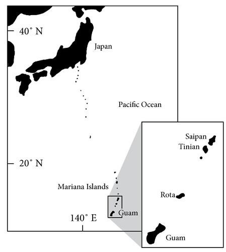Location of Guam (Miller and Sanzolone 2003:7). Courtesy of Dr. Verena Keck, from her book The Search for the Cause, 2011.
